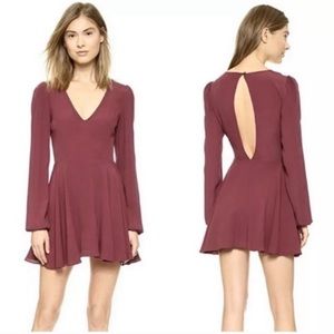 Lovers + Friends Burgundy Long Sleeve Mini Dress Size XS